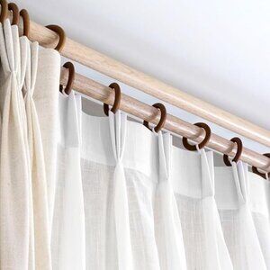 14 Wood Curtain Rod Rings, Drapery Rings, 1.5” Inner Dia., 3.75" length w/clamp